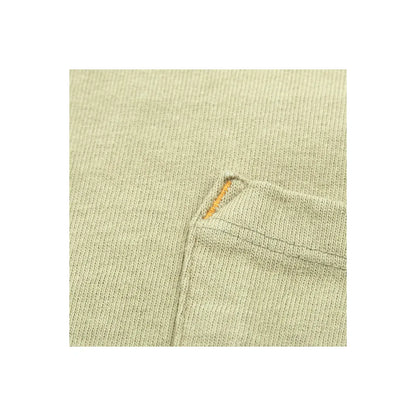 Men's 13-ounce pocket T-shirt in fog color by Freenote Cloth, front view showing the pocket and soft fabric texture.