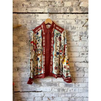 Women's French cuff shirt with Curio Scarf by Hope For Flowers, featuring classic French cuffs and stylish scarf detail.
