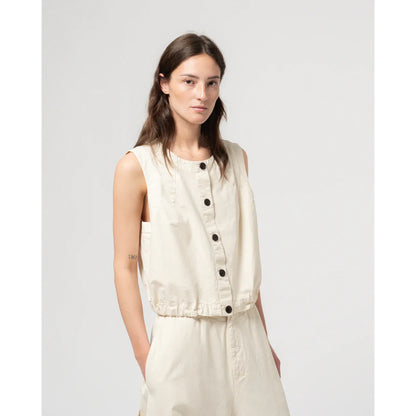 Women's G.O.D. Cotton-Linen Veston in wheat color, featuring a tailored fit and lightweight fabric from Girls of Dust.