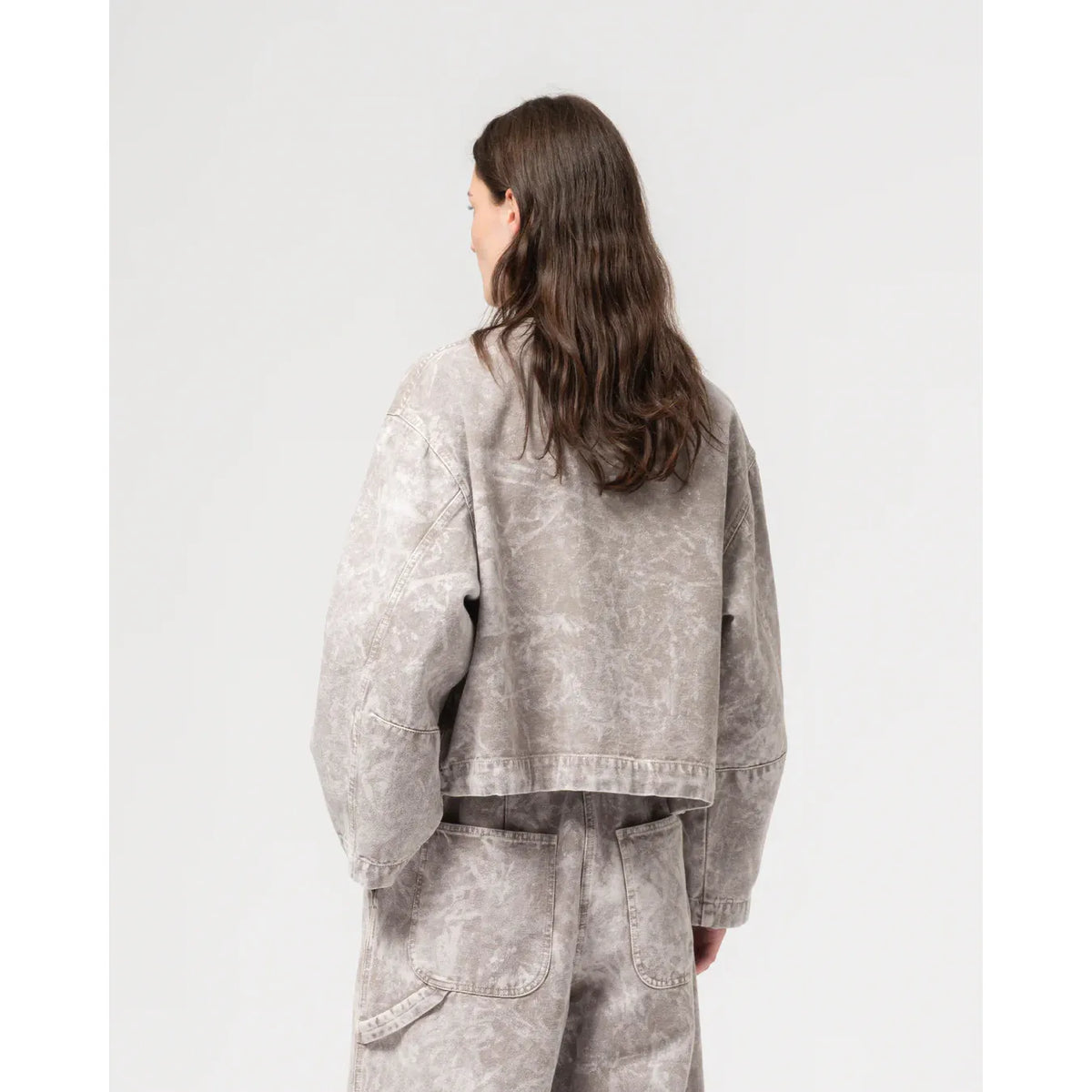 Women's G.O.D. Nuclear Canvas Jacket in grey marble with a stylish, textured design and relaxed fit.