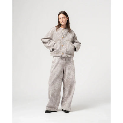 Women's G.O.D. Nuclear Canvas Jacket in grey marble with a stylish, textured design and modern fit.