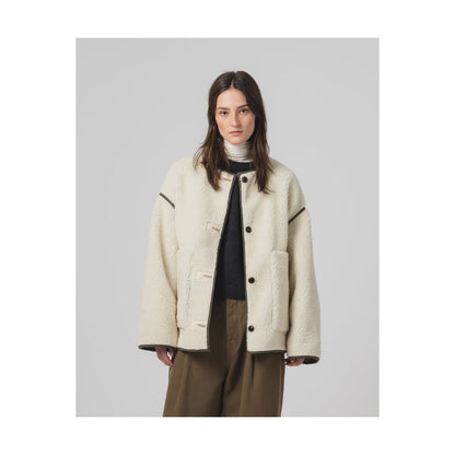 Women's G.O.D Solar Piumino nylon jacket in Fossil and Off White, lightweight and stylish with a padded, windproof design.