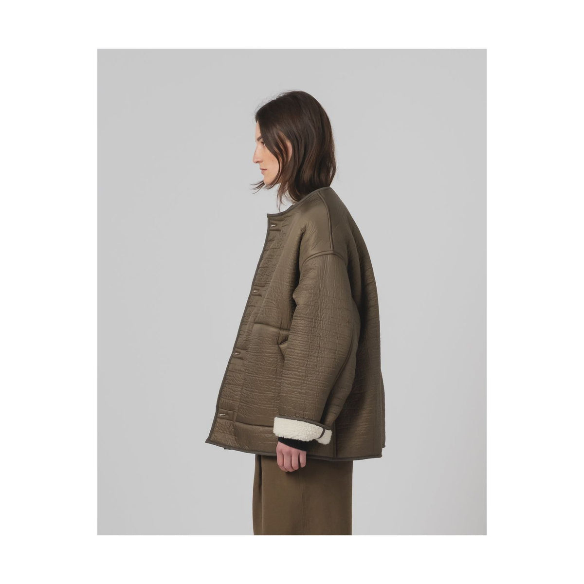 Girls of Dust G.O.D Solar Piumino nylon women's jacket in fossil and off white, lightweight and stylish outerwear.