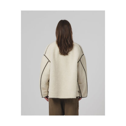 Women's G.O.D Solar Piumino nylon jacket in fossil and off white, lightweight and insulated with a hood, from Girls of Dust.