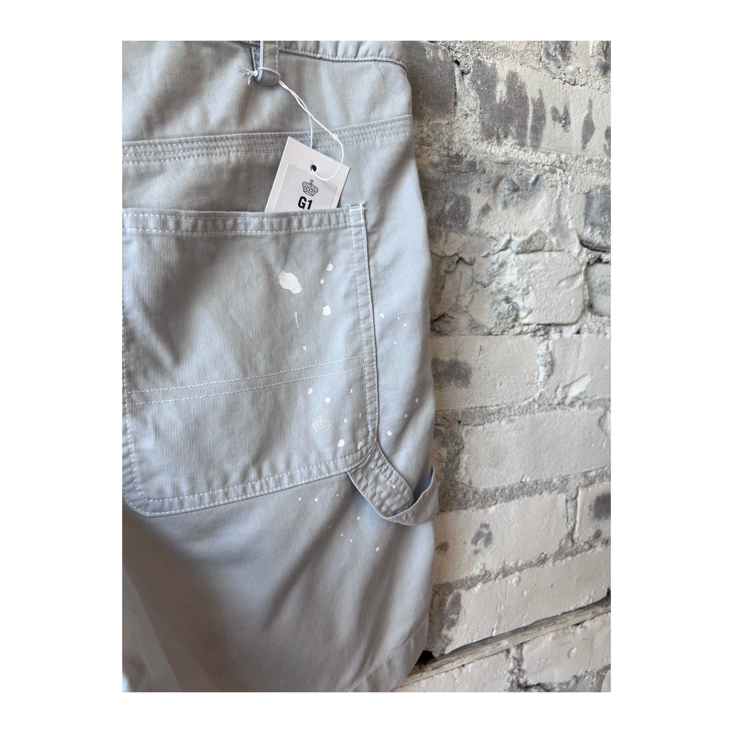 Women's G1 Paint Splatter Painter Short in Cloud with colorful paint splatter design, casual summer shorts for women.