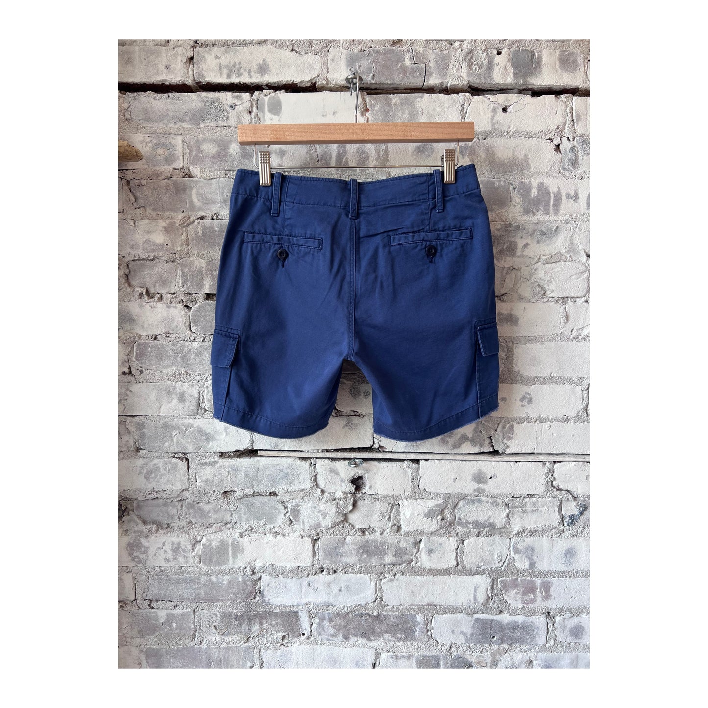 Women's French Navy surplus cargo shorts by G1 Women's, featuring a relaxed fit and multiple utility pockets.
