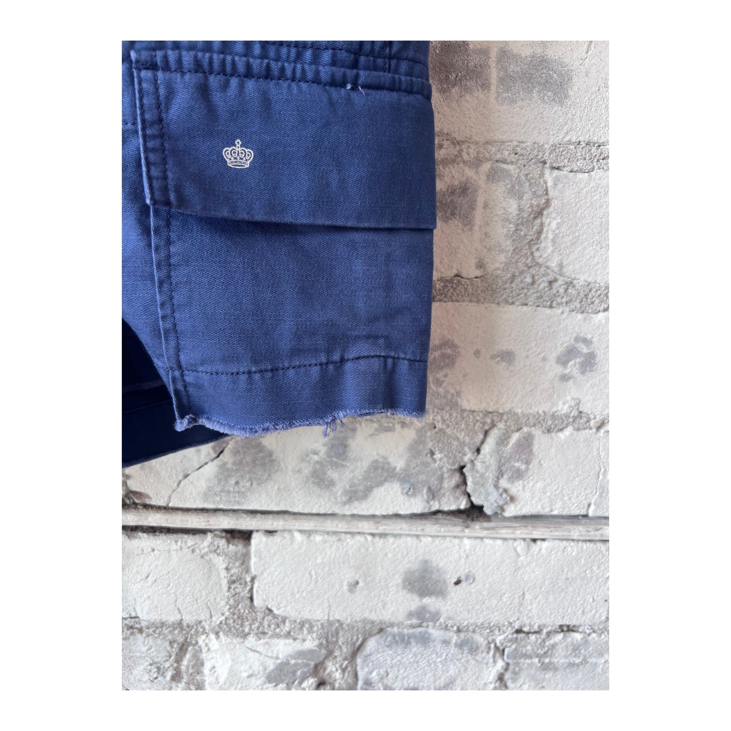Women's G1 Cargo Shorts in French Navy, casual surplus style with multiple pockets and a comfortable fit.