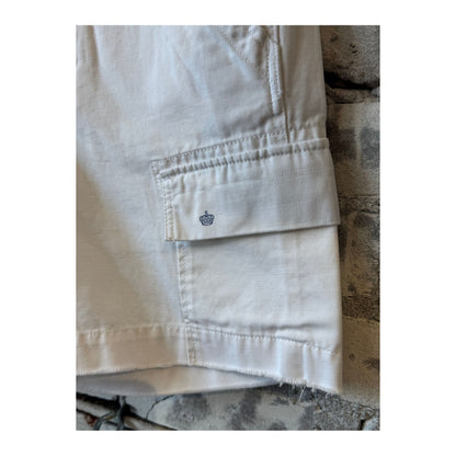 Women's white surplus cargo shorts by G1 Women's, featuring multiple pockets and a casual fit.