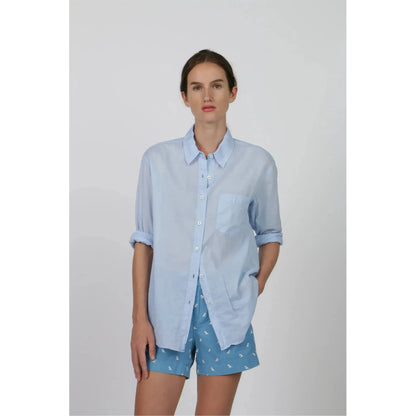 Women's airy periwinkle shirt by G1 Women's, featuring a lightweight, breathable fabric and a relaxed fit.