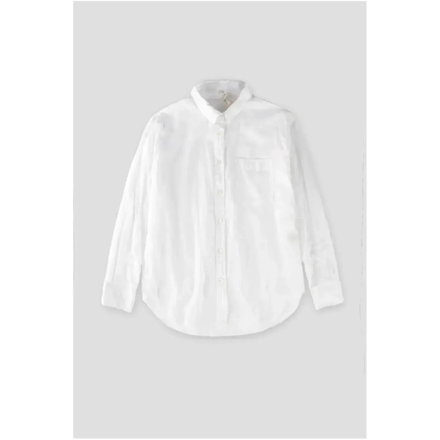 White women's Airy Shirt by G1 Women's, lightweight and breathable fabric, shown on a model with a relaxed fit.