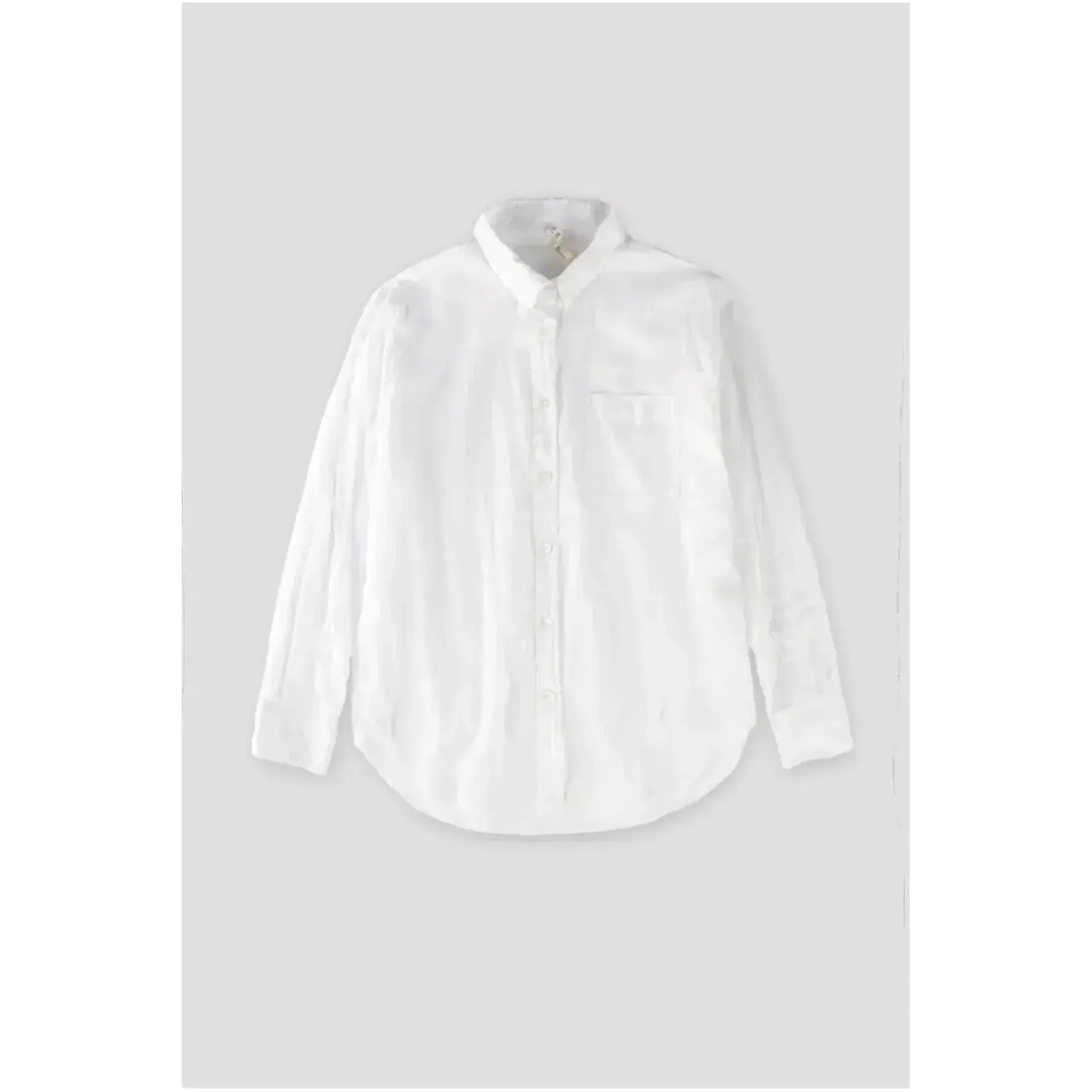 White women's Airy Shirt by G1 Women's, lightweight and breathable fabric, shown on a model with a relaxed fit.