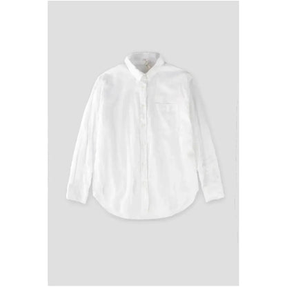 White women's Airy Shirt by G1 Women's, lightweight and breathable fabric, shown on a model with a relaxed fit.