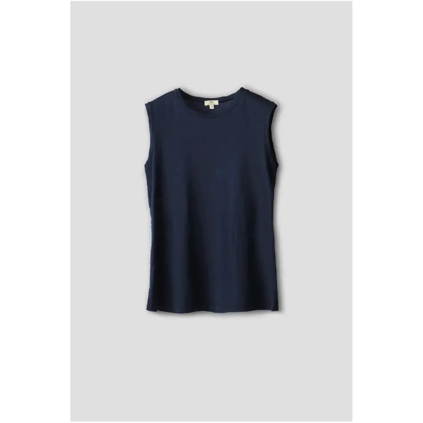 Women's navy muscle tank by G1 Women's, featuring a sleeveless design and comfortable fit, ideal for workout or casual wear.