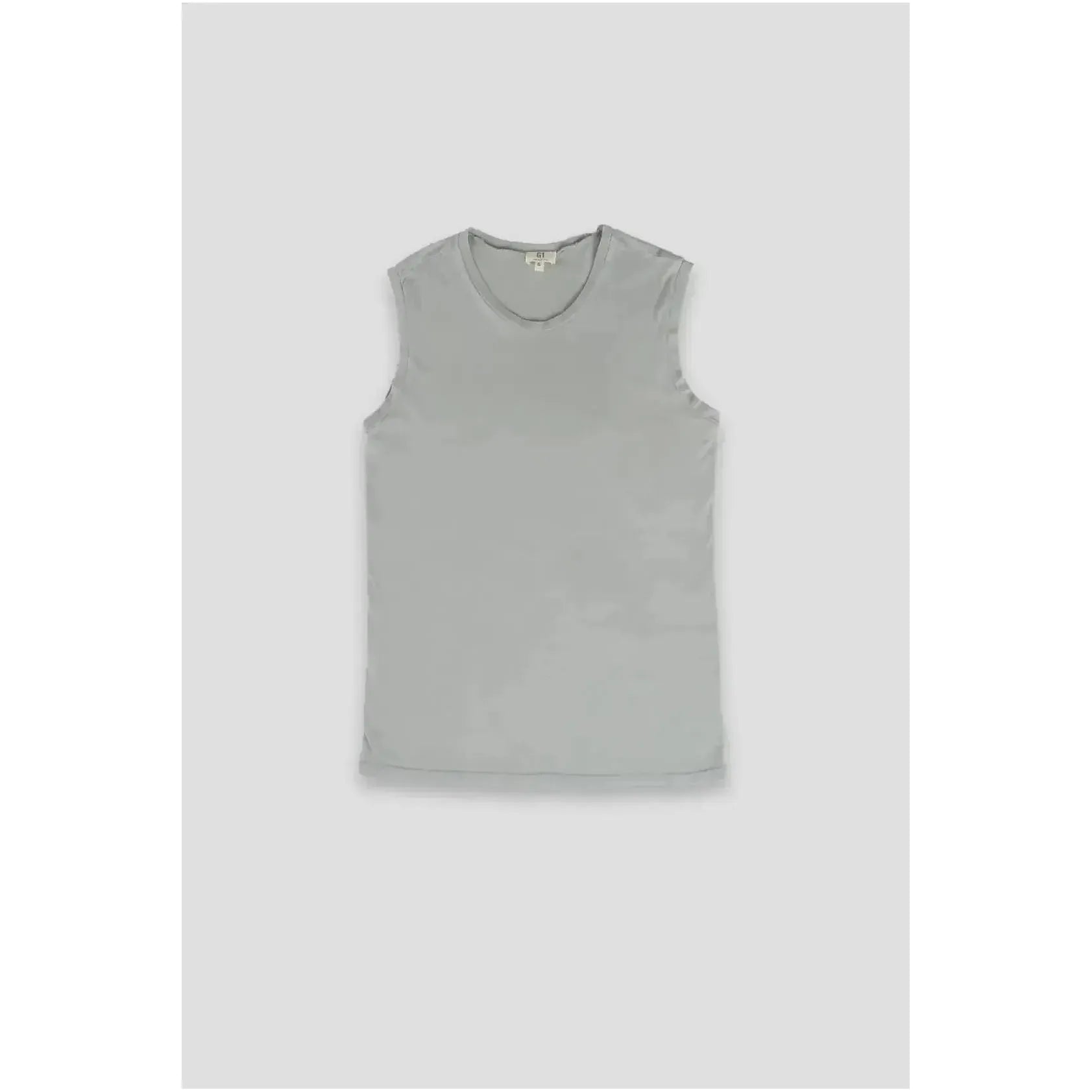 Women's muscle tank top in sage color by G1 Women's, featuring a relaxed fit and sleeveless design.