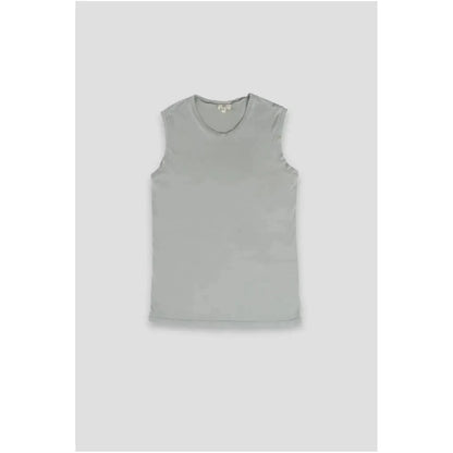 Women's muscle tank top in sage color by G1 Women's, featuring a relaxed fit and sleeveless design.