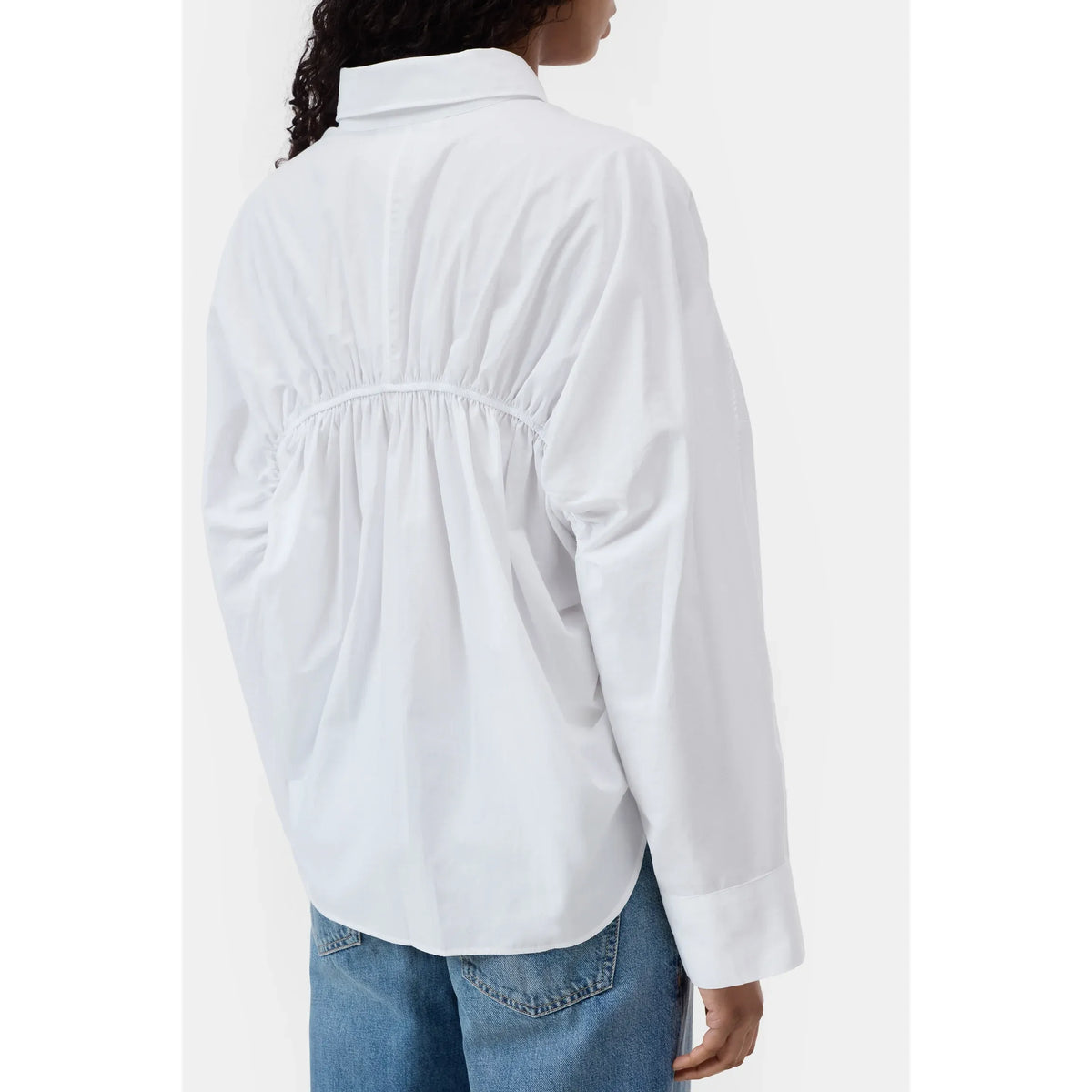 White gathered cotton shirt for women by Closed Women's, shown with relaxed fit and soft fabric details.