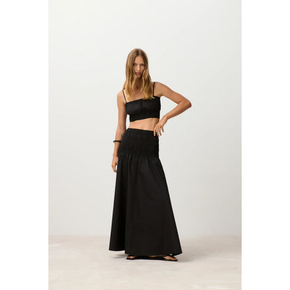 Black gathered women's skirt by Closed Women's, featuring a stylish, textured fabric and a comfortable fit.