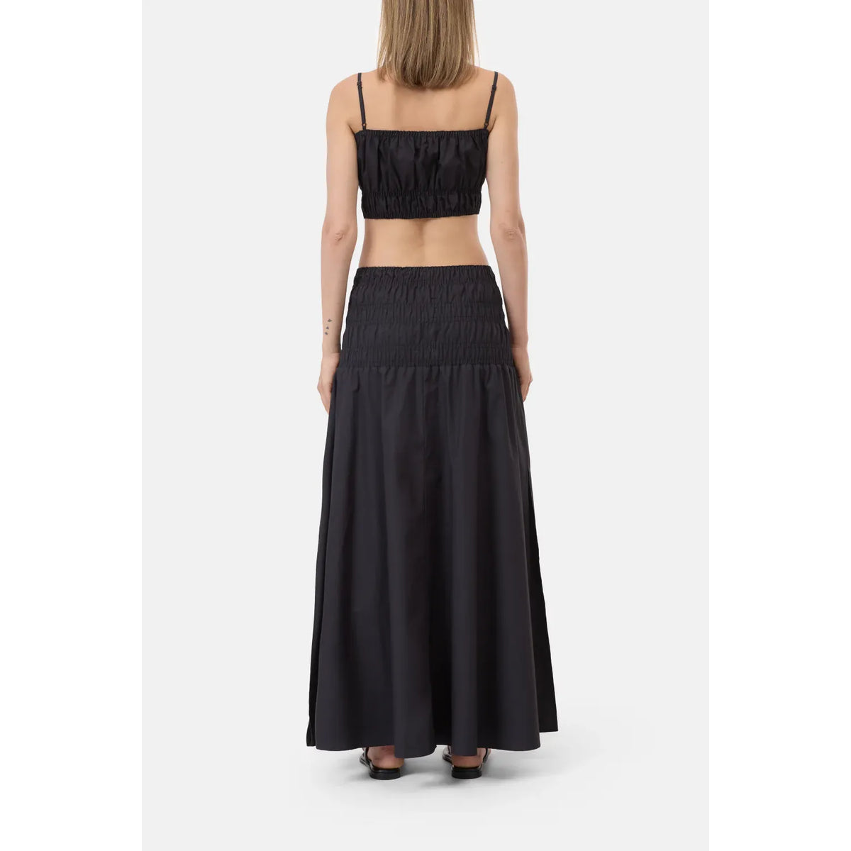 Black women's gathered skirt by Closed Women's, showing the flowing fabric and stylish design on a white background.