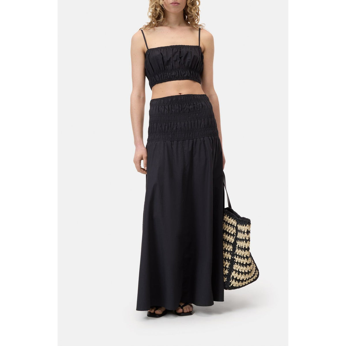 Black gathered top for women by Closed Women's, featuring a stylish, ruched design and comfortable fit.