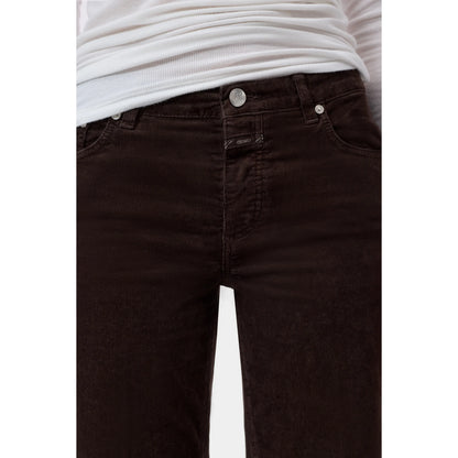 Closed Women's Gillan Wide Corduroy Pants in Mahogany Brown, showing the fit and texture of the wide-leg style on a model.