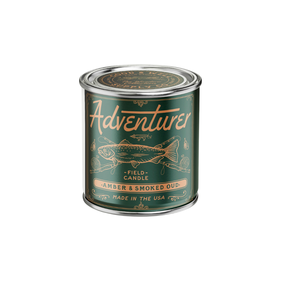 Adventurer Field Candle by Good & Well Supply Co. with a rustic design, perfect for cozy home decor and ambient lighting.