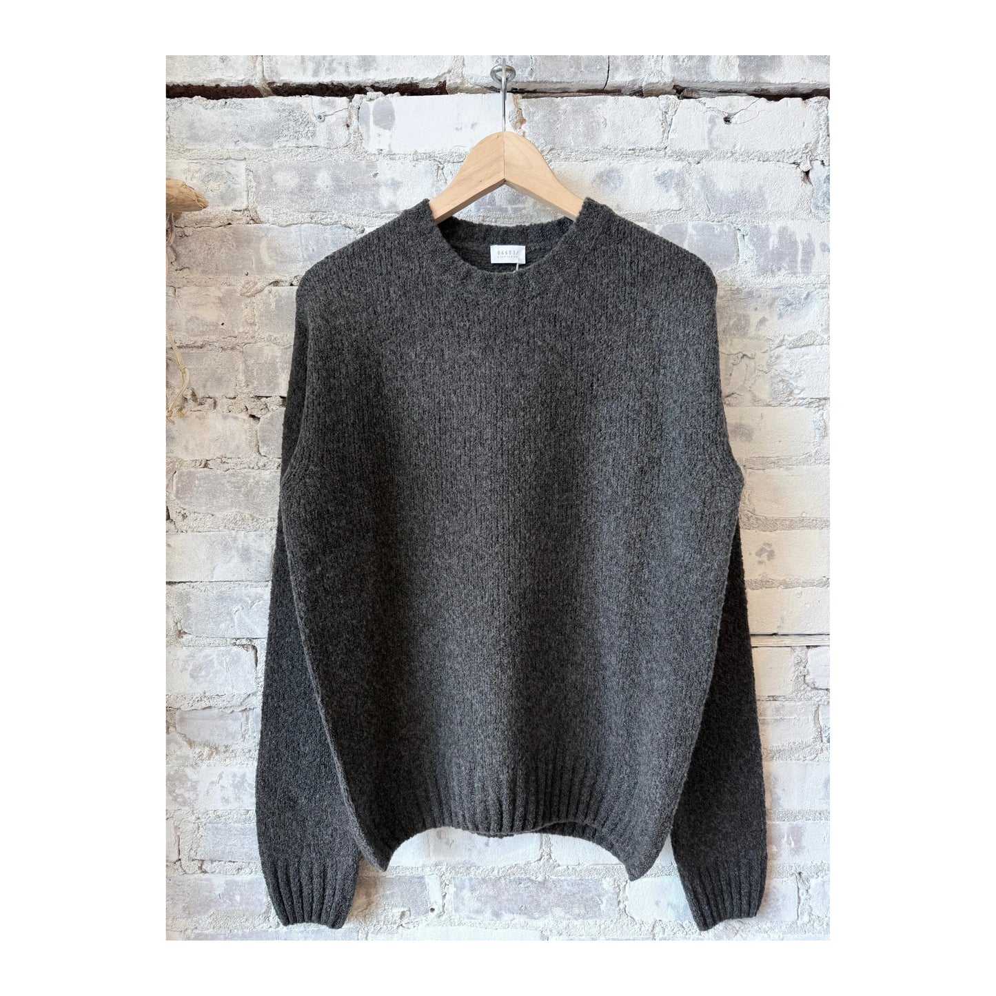 Men's Grainy Crewneck Jumper in coffee color, featuring a textured knit fabric and classic fit.