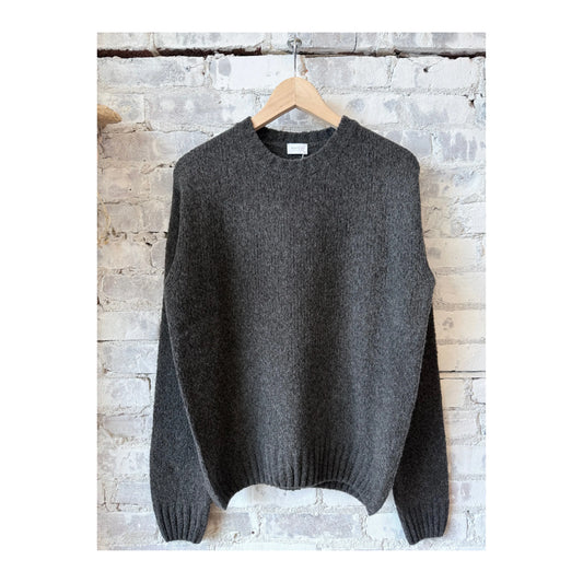 Men's Grainy Crewneck Jumper in coffee color, featuring a textured knit fabric and classic fit.