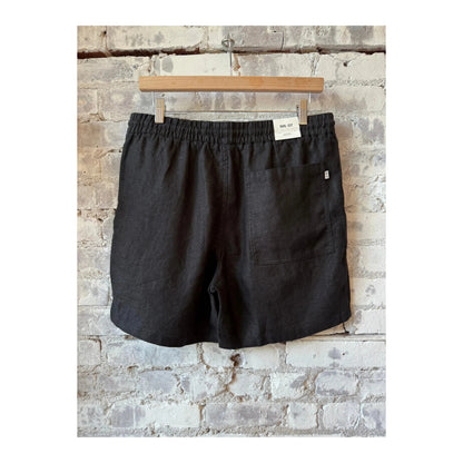 Men's black linen shorts with drawstring waist from NN07, casual Gregor style, shown with relaxed fit and lightweight fabric.