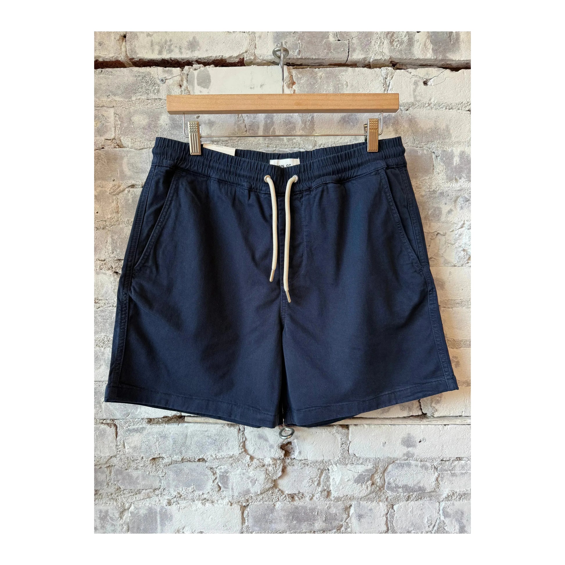 Men's navy blue Gregor Lyocell blend shorts by NN07, showing the relaxed fit and lightweight fabric suitable for casual wear.