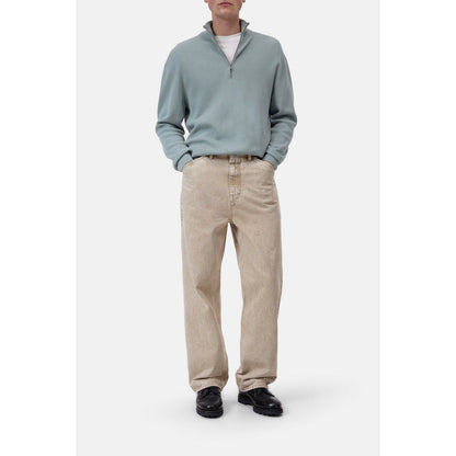 Closed Men's Half-Zip Cotton Blend Jumper - Drift Blue Dark Gray