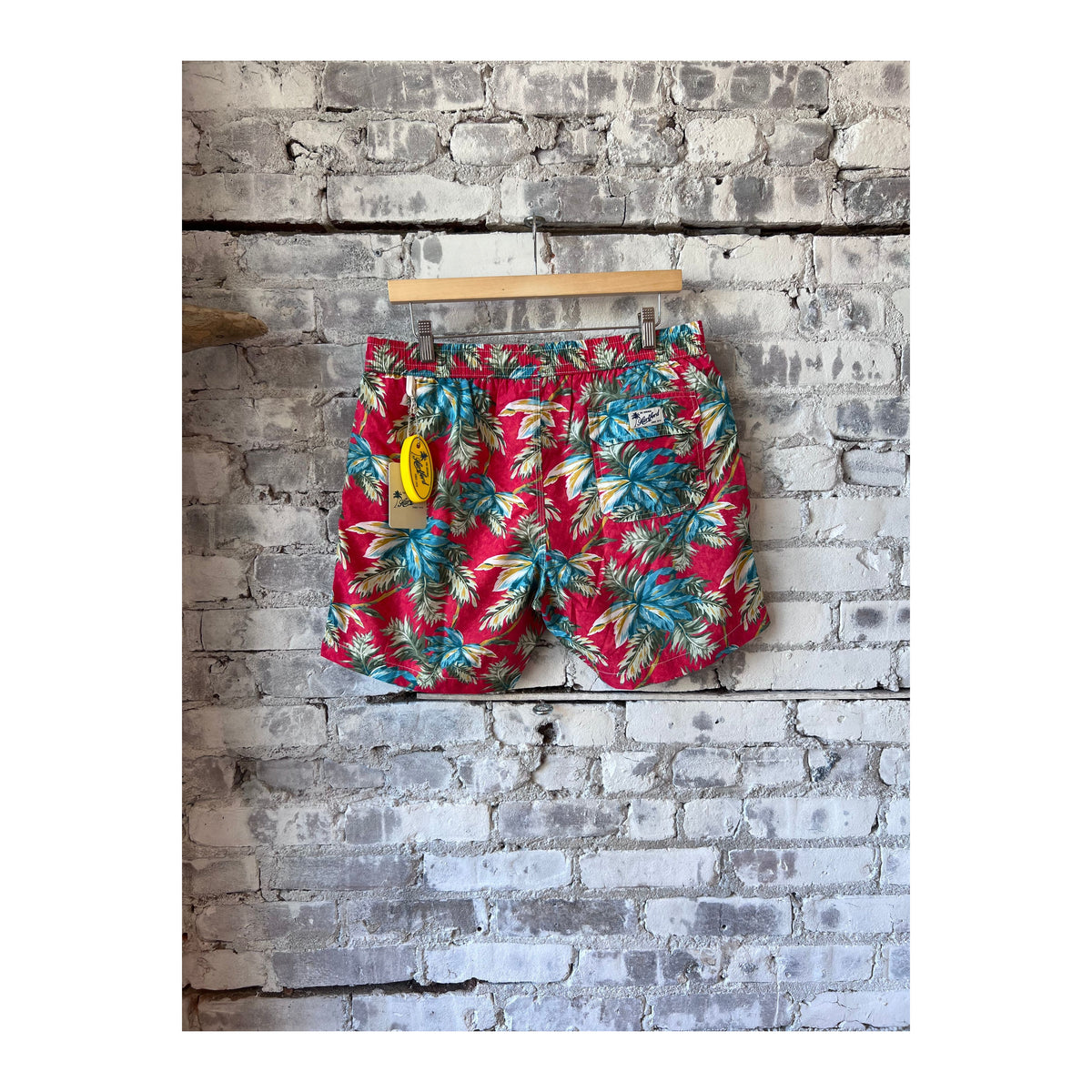 Men's red printed swim trunks by Hartford Men's, featuring vibrant patterns and lightweight fabric for beach or poolside wear.