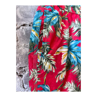 Men's printed red swim trunks by Hartford Men's, featuring vibrant design and lightweight fabric, suitable for beach or pool use.