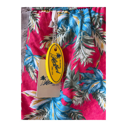 Men's printed red swim trunks by Hartford Men's, featuring vibrant pattern and comfortable fit, suitable for swimming and beachwear.