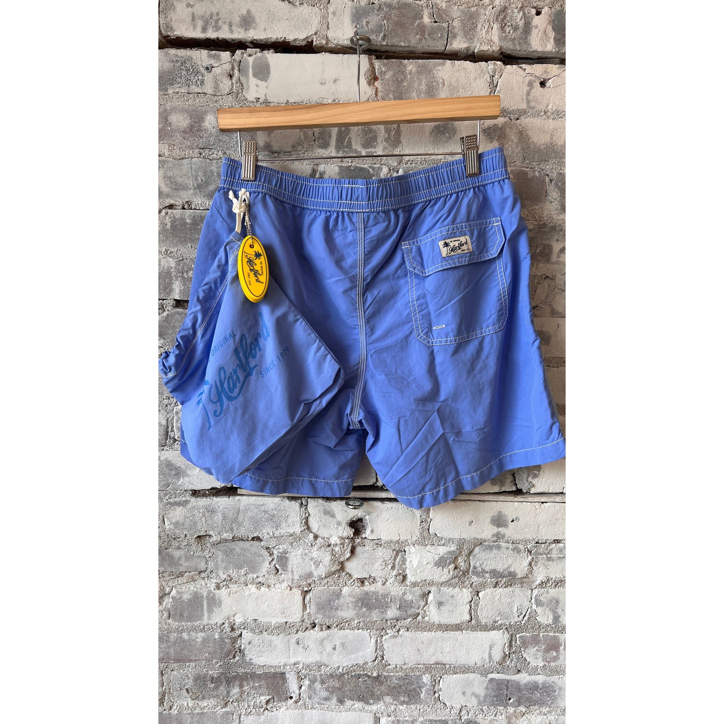 Men's Hartford Classic Sea Blue Swim Shorts with adjustable waistband and lightweight fabric, suitable for beach or pool.