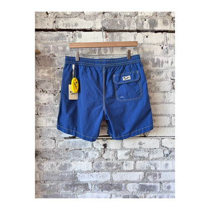 Men's Hartford Classic swim trunks with ocean-themed design and matching pochette, perfect for beach or poolside wear.