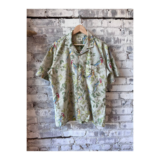 Men's Hartford Palm Mc Shirt in Sand, featuring a casual short-sleeve design with palm print fabric.