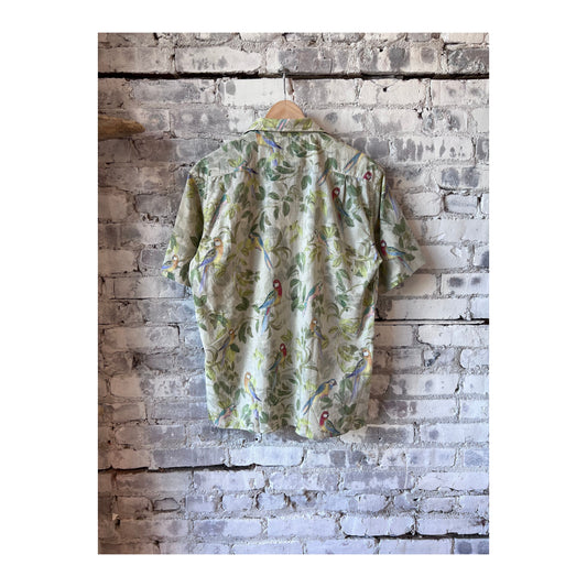 Men's Hartford Palm Mc Shirt in Sand, casual short-sleeve men's shirt with palm print, relaxed fit, perfect for warm weather.