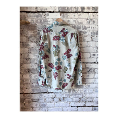 Men's Hartford Hawaiian print cotton shirt in sand, featuring a colorful tropical floral pattern and casual fit.