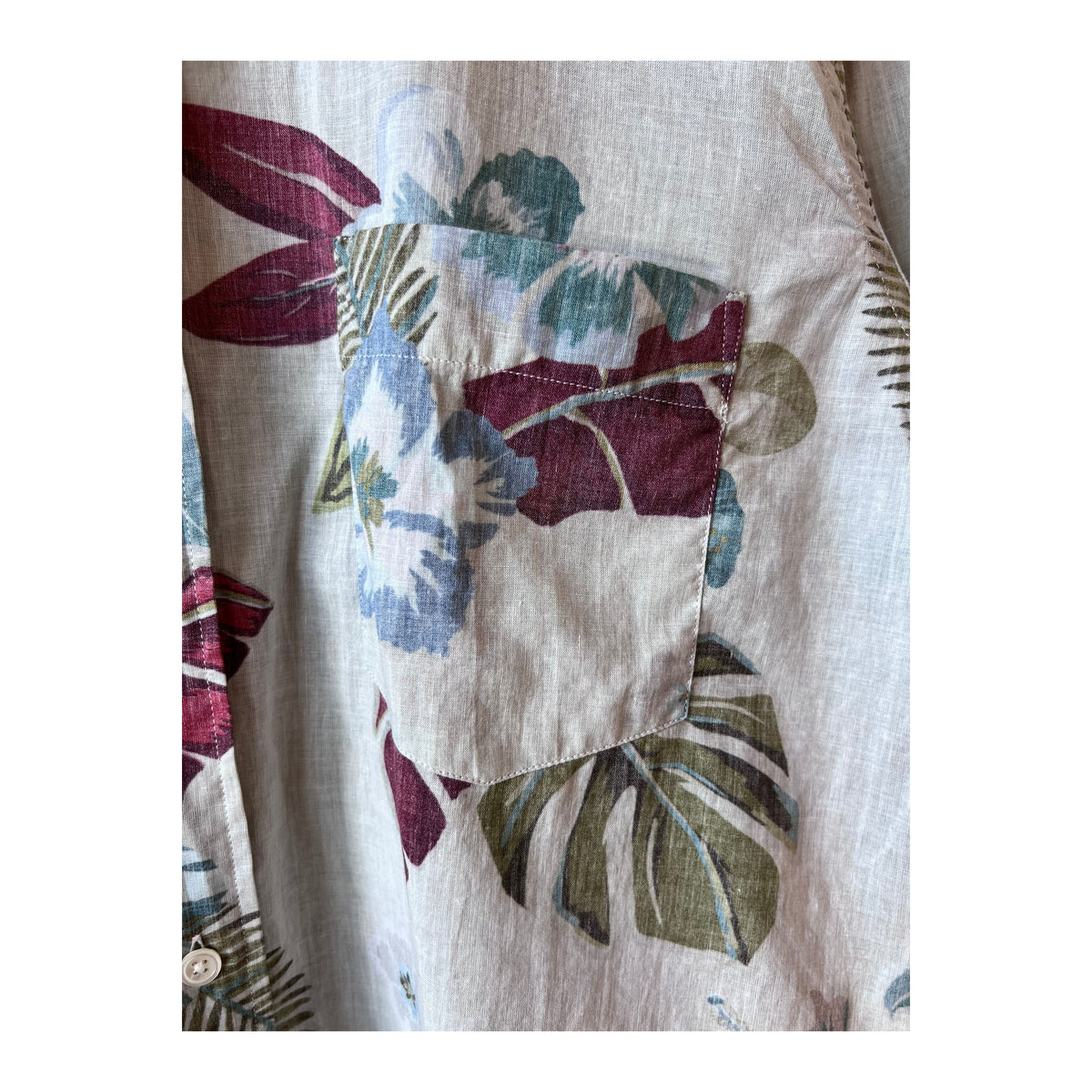 Men's Paul Hawaiian print cotton shirt in sand color by Hartford Men's, featuring a casual tropical floral design.