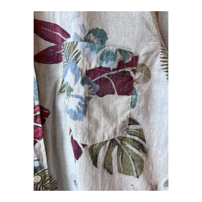 Men's Paul Hawaiian print cotton shirt in sand color by Hartford Men's, featuring a casual tropical floral design.
