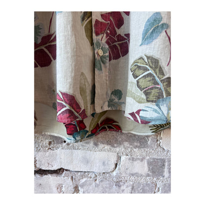 Men's Paul Hawaiian print cotton shirt in sand color from Hartford Men's, with a relaxed fit and tropical floral pattern.