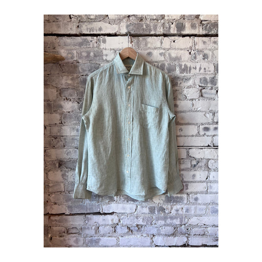 Paul Linen Chambray Shirt - Green - DUNE + SALT