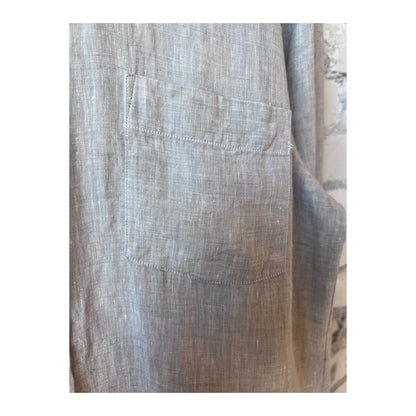 Men's Hartford Paul Linen Chambray Shirt in grey, featuring a casual fit with button-down collar and long sleeves.