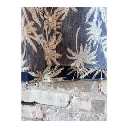 Men's navy cotton shirt with Paul palm tree print by Hartford Men's, featuring a casual, relaxed fit and tropical-inspired design.