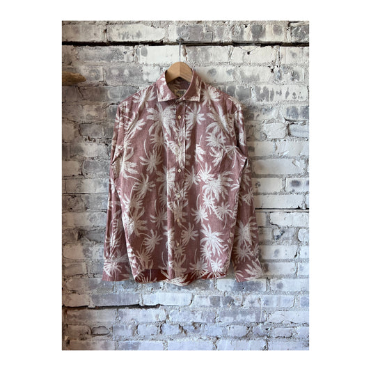 Paul Palm Tree Print Cotton Shirt - Rust - DUNE + SALT