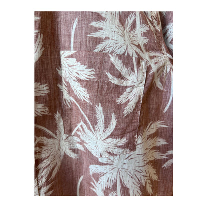 Men's Hartford cotton shirt with Paul Palm Tree print in rust color, featuring a casual button-up design and palm tree pattern.