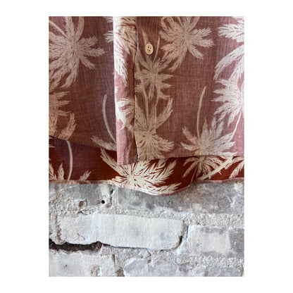 Men's Hartford cotton shirt with rust palm tree print, casual short-sleeve design, lightweight and comfortable for warm weather.