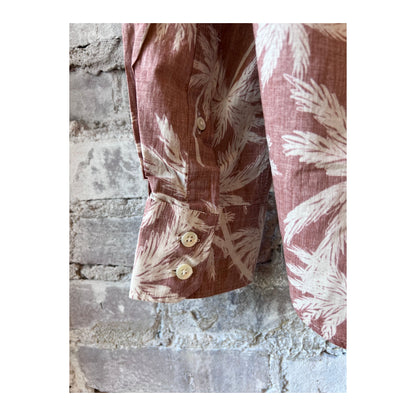 Men's Hartford Cotton shirt with Paul palm tree print in rust color, casual style and lightweight fabric for comfortable wear.