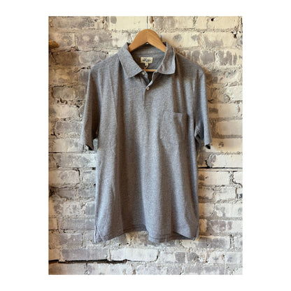 Men's Hartford Cotton Jersey Polo in Heather Grey, showcasing a classic fit with a collar, short sleeves, and subtle stitching details.
