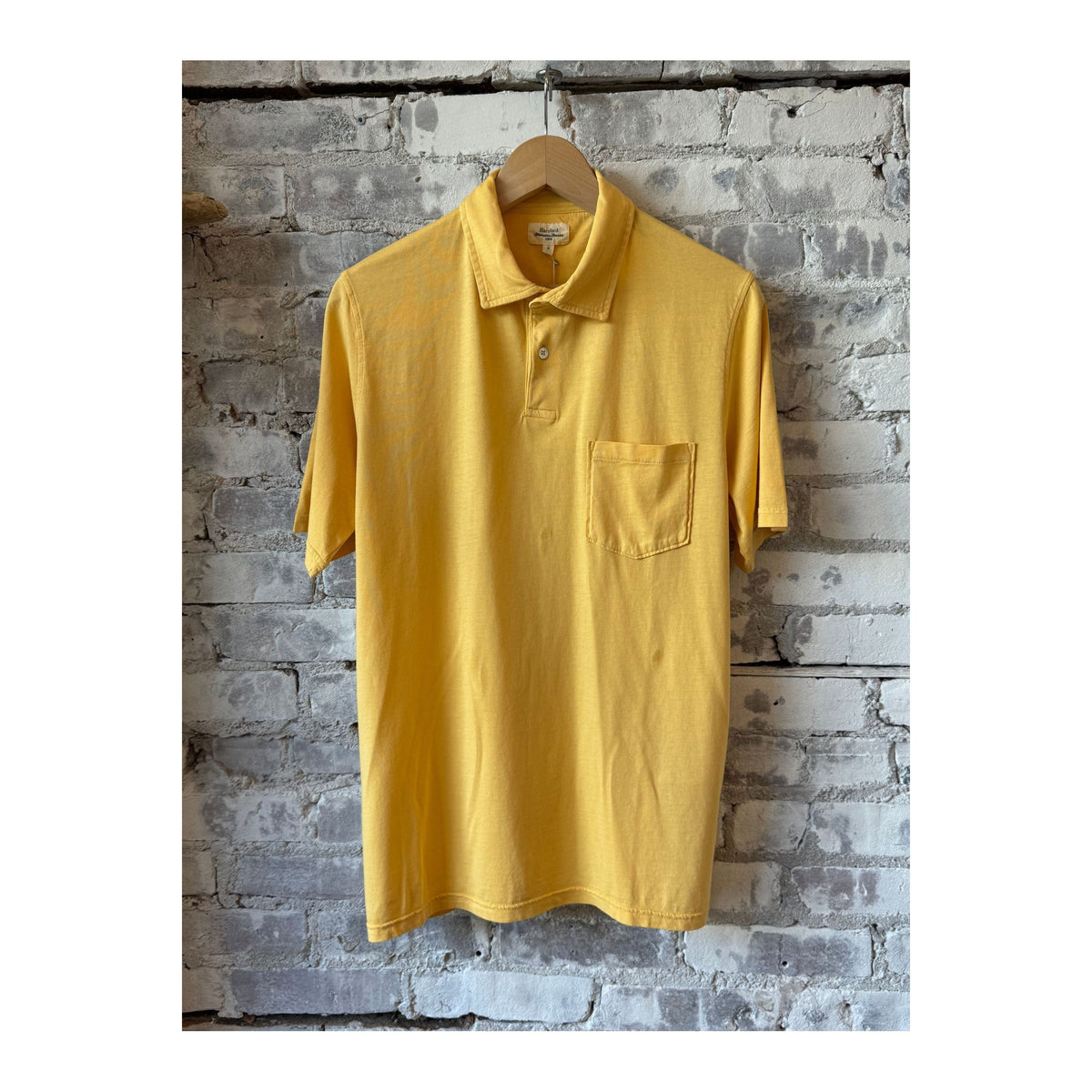 Men's Hartford SS Cotton Jersey Polo in sunshine yellow, featuring a classic collar and short sleeves.
